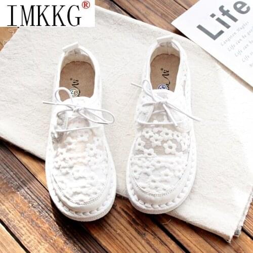 Summer New Forest Art Casual White Shoes Lace Embroidery Lace Female Shoes Tide Flats For Women Ladies wedding shoes flat