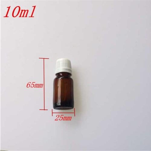 10 pcs 25x65 mm Brown Glass Essential Oil Bottles DIY 10 ml Empty White Plastic Safety Screw Cap Little Perfume Jars Vials