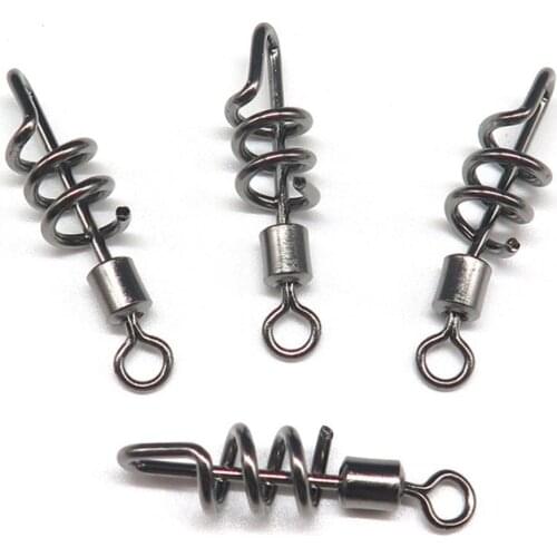 10Pcs Ball Bearing Fishing Connector High Strength Rolling Corkscrew Swivel Snaps Stainless Steel Solid Ring Fishing Accessories