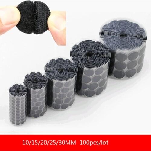 100Pairs Dots Hooks and Loops Strong Self Adhesive Fastener Tape Dots Glue Magic Sticker for Double Sided 10/15/20/25/30mm