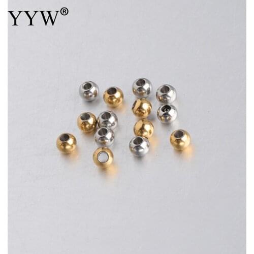 100pcs/lot Stainless Steel Beads loose beads for diy jewelry making bracelets necklace beads findings beads gold color palted