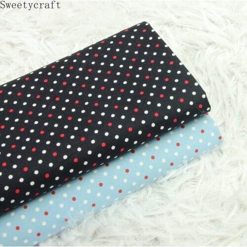 140x50cm Cotton Fabric Red White Dot Printed Black Cloth DIY Sewing Dress Garment Textile Fabrics For Patchwork Needlework DIY