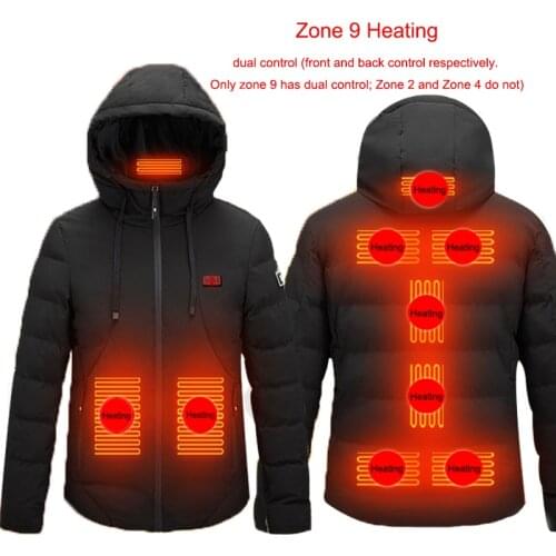 2/4 Place Heated Jacket Fashion Men Women Coat Intelligent USB Electric Heating Thermal Warm Clothes Winter Heated Vest Plussize
