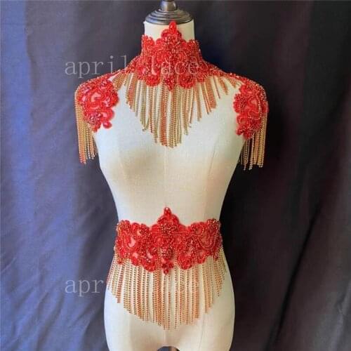 4pcs /bag 2021 Stock Mia078# Color Hand Made Stone Beads Luxury Fringe Accessory For Wedding Bridal /Fashion Designer