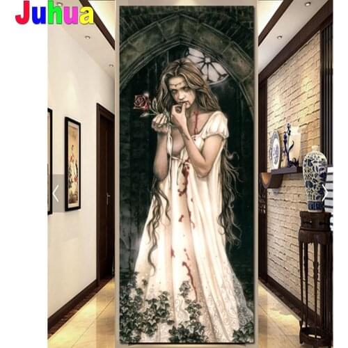 5d diy diamond embroidery Rose Vampire Woman diamond painting mosaic full square round drill dark world Girl,2021 Gift