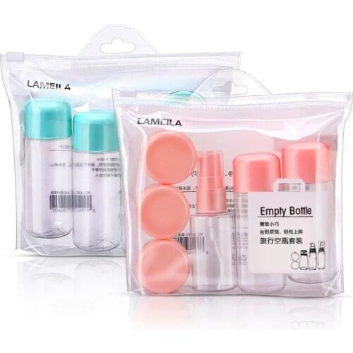 8pcs/Set Mini Makeup Cosmetic Face Cream Pot Bottles Plastic Transparent Empty Make Up Container Travel Bottle Set Accessories