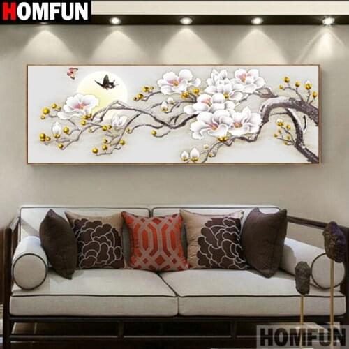 HOMFUN Diy 5d Diamond Painting "Flower butterfly" Cross Stitch Square Round Diamond Embroidery Handwork Rhinestone Art A30010