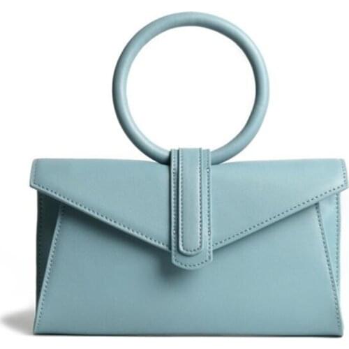 Genuine Leather Handbags for Women Ring Handle Small Cow Leather Crossbody Bag Candy Color Waist Bag Summer Shoulder Bags