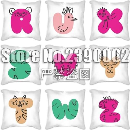 Home Decor Cushion Cover 26 abstract animal letters Throw Pillowcase Sofa Bed Pillow Case Pillows Cover poszewka dekoracyjna