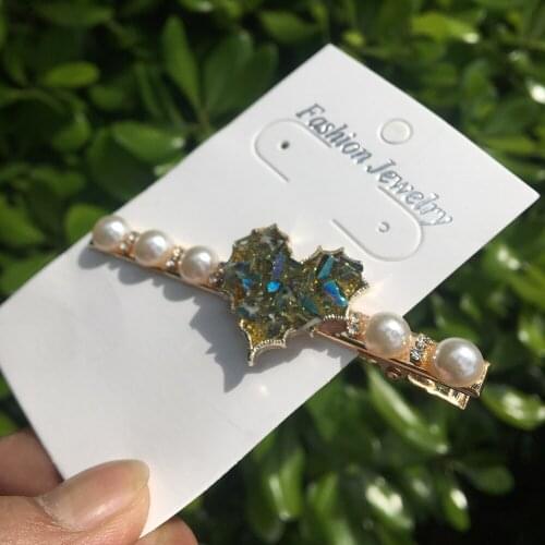 Earofcorn 2 Color Exquisite Cute Fashion Heart-shaped Hairpin Shiny Crystal Pearl Hair Clip Headwear Hair Accessories for Women