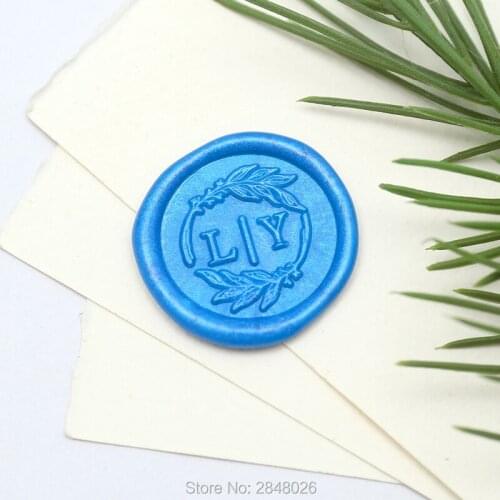 Custom Initials with leaves Wax Seal Stamp,Wax Seal Stamp Kit,wedding invitation seals,wedding gift,personalised wood wax stamp