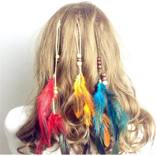 Indian Style Women Girls Feather Headband Headdress Hair Ornaments Bb Clip Hair Tassel Hair Piece Accessories Barrettes