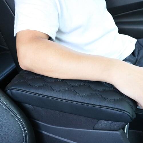 Car Armrest Mat Wave Embroider Center Console Arm Rest Protection Cushion PU Leather Auto Armrests Storage Box Cover Pad