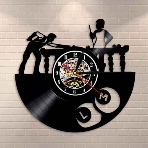 Creative Decorative Wall Art Snooker Theme Vinyl Record Silent Wall Clock Sport Theme Mute Wall Time Watch Modern Home Decor