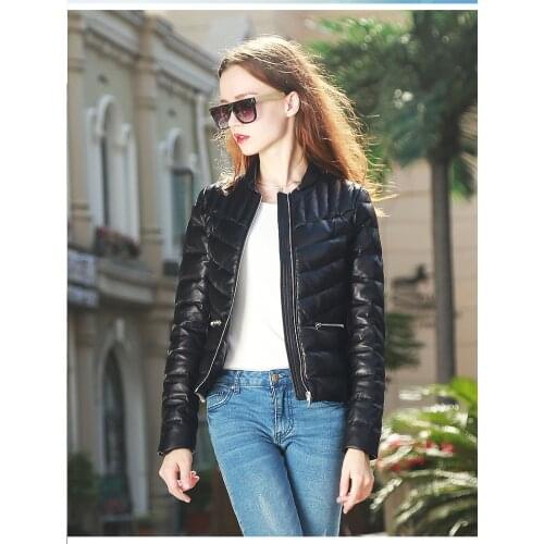 Winter Free shipping.Women warm genuine leather jacket.fashion white duck down sheepskin coat.quality outwear.quality,sales