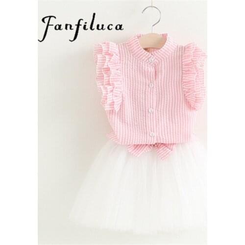 Summer Girls Clothing Sets Cotton Vest Two-piece Sleeveless Children Sets Casual Fashion Girls Clothes Suit Skirt