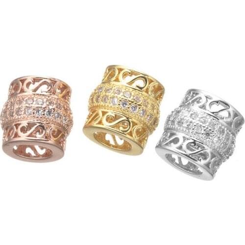 One piece popular micro pave CZ copper diy hollow big hole beads accessory mp047