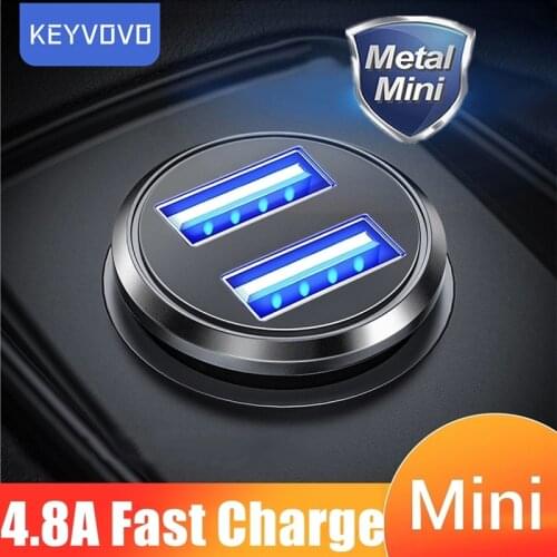 Metal 4.8A Fast Charger Mini USB Car Charger For Mobile Phone Tablet GPS Car-Charger Dual USB Car Phone Charger Adapter in Car