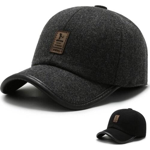 GQILYYBZ band mens cotton hat plus velvet padded baseball cap windproof and cold cap warm ear protection dome hat