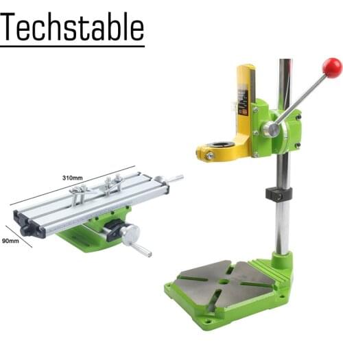 Electric power Drill Press Stand table for Drills Workbench Clamp for Drilling Collet 35 43mm 0 90 degrees Yellow Green