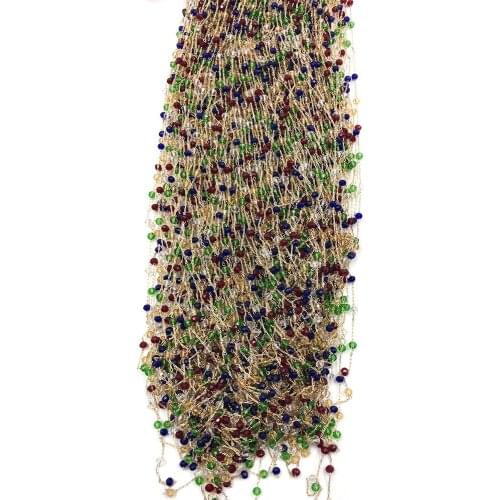 New handmade crystal beaded chain for Jewelry making DIY at home brass chain gold color plated Chains