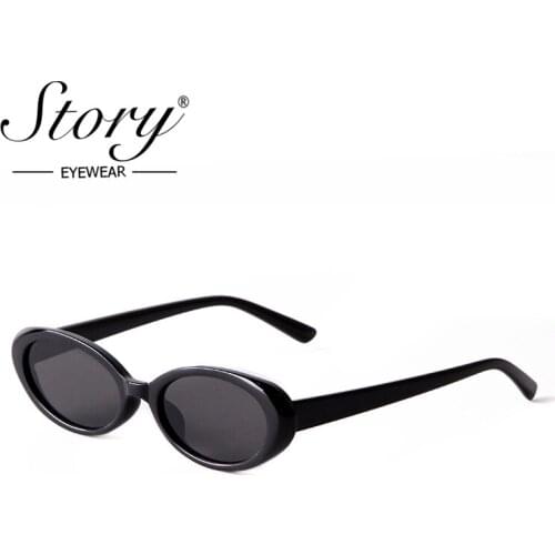 STORY Fashion Vintage Small Oval Sunglasses Women Men 2021 Brand Designer New Trendy Green Lens Hip Hop Female Shades S77224H