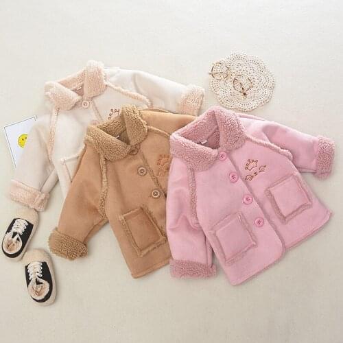 Children Woolen Coat For Girls Fashion Kids Autumn Winter Jackets Costumes Pink Outwear Tops Clothes For 1-6Yerase Old