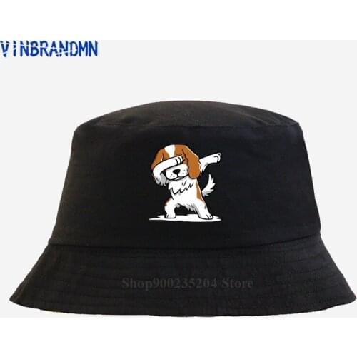 2021 New Hot sale Bucket hat Tricolor Cavalier King Charles Spaniel Dog Dabbing summer hat Pet dog lover gift Fishing cool hats
