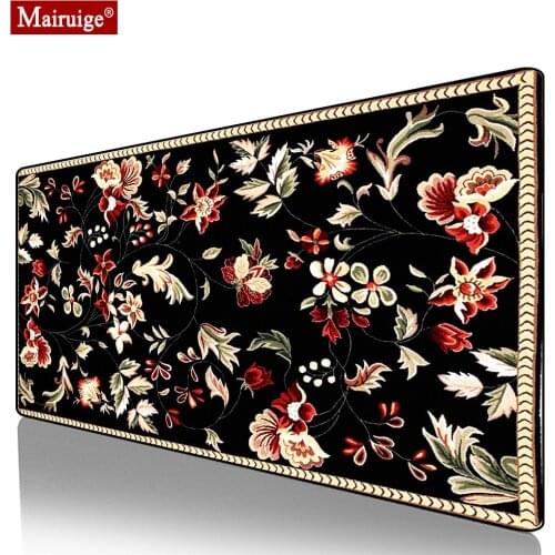 Persian Rug Flower Black Mouse Pad XXL Gamer Desk Mat Large Keyboard Pad Gaming MousePad 90x40cm/80x30cm for Laptop Table Pads