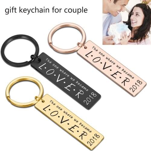 Personalized Gift Keychain Custom Year Anniversary Gift for Boyfriend Girlfriend Husband Wife Couple Key Chain Keyring Love Gift