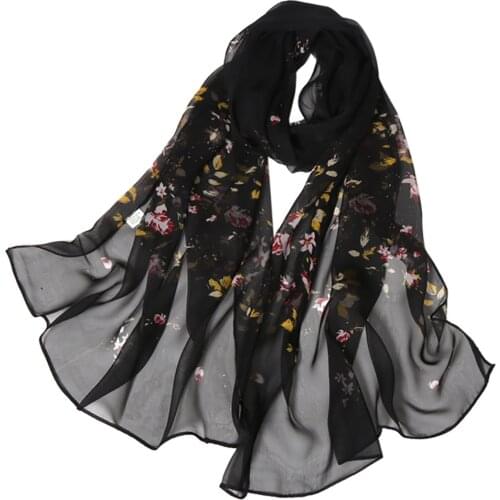 Floral Printed Lace Female Fashion Roses Printing Long Soft Feminina Scarf Simulation Silk Western Style Womens Shawl Scarves