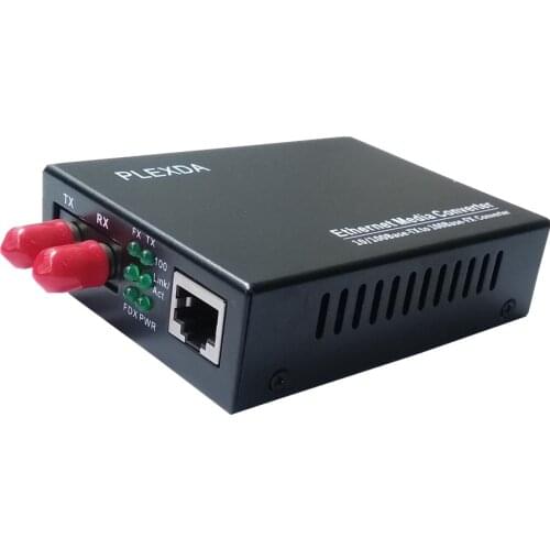 Plexda 10/100M Single mode 1310nm 20km Dual ST Fiber media converter 100Base-TX to 100LX Ext.+5V (FMC-FES14-E20ST)