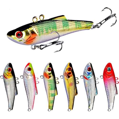 POETRYYI 1pcs 7cm 7g Hard VIB Lures Fishing Minnow Bait Treble Hooks Sinking Crankbait Wobblers Fishing Tackle 3DEyes