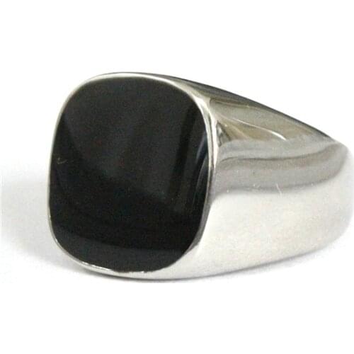 Drop Ship Size 7~12 Simple Style Fashion Epoxy Ring 316L Stainless Steel Jewelry Polishing Fashion Black Cocktail Ring