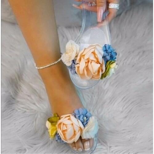 New Womens Slippers, Summer Womens Sandals Colorful Flower Decoration, Flat Non-slip Durable Beach Slippers Ladies Home Shoes