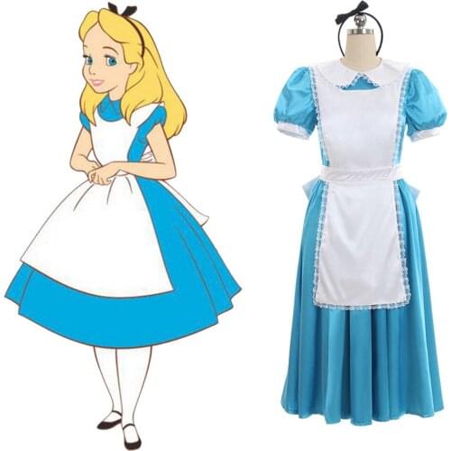 Wonderland Alice blue apron Uniform Dress Costume Adult Womens Halloween Carnival Costume Cosplay