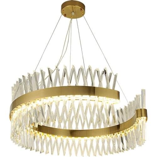 Modern Luxury Crystal Pendant Lights Metal Gold LED Pendant Lamp For Shopping Mall Restaurant Home Chandelier Fixture PA0605