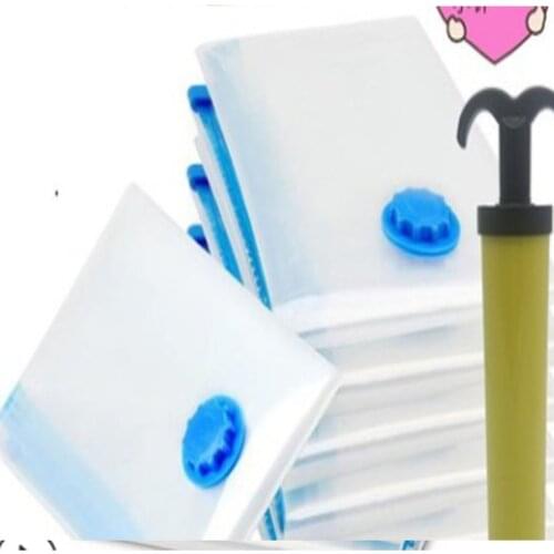 Vacuum Compression Bags PET Portability Hand Pump Double Zippers Clothes Vacuum Sotrage Bags Prevent Mold Bacteria Vacuum Bags
