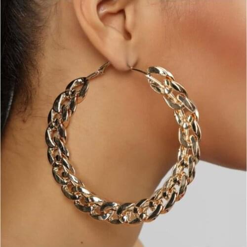 FNIO Vintage Gold Big Circle Hoop Earrings For Women Fashion Girl New Round Statement Earring Brincos Party Punk Jewelry 2020