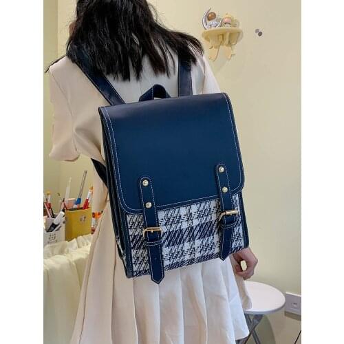 Big capacity Brand design female shoulder bag ladies bagpack Travel bag black Preppy style Student schoolbag wool women backpack