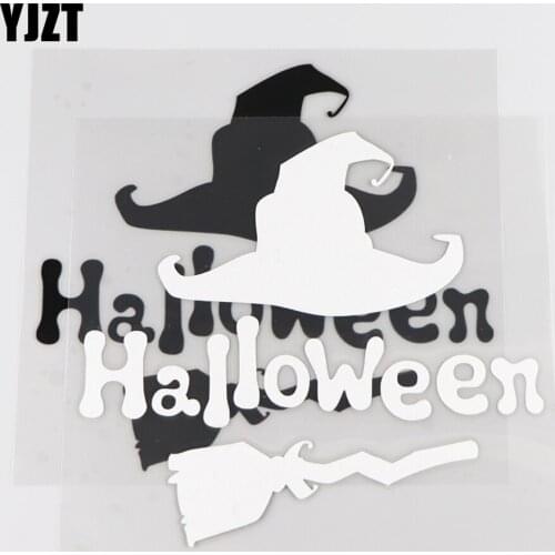 YJZT 14.2×13.3CM Modern Cartoon Pattern Halloween Vinyl Decal Car Sticker Black/Silver 4C-0444