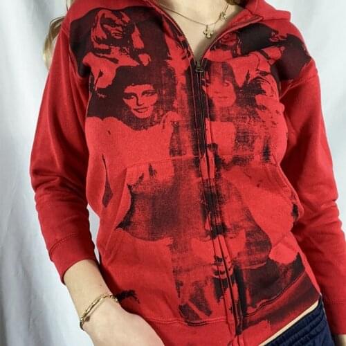 90s Aesthetic New Sweatshirt Women Gothic Harajuku Long Sleeve Top Zipper Pockets Oversized Hoodies Female Autumn Y2k Streetwear