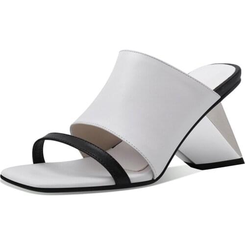 Summer peep toe 8.5cm heels square toe high quality brand mixed colors leisure slip on concise cozy lady sandals HL367 MUYISEXI