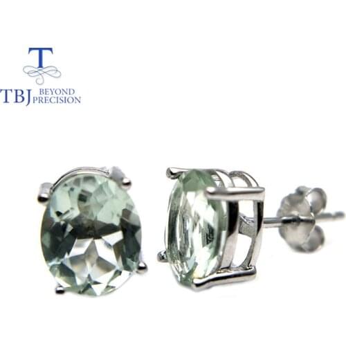 TBJ,Hot sale Classic earring with natural green amethyst 3.5ct gemstone for women daily wear in 925 sterling silver as gift
