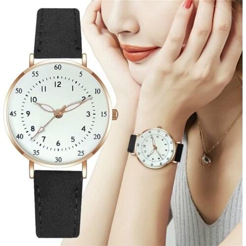 Casual Leather Strap Women Watch Arabic Numerals Dial Quartz Watches Ladies Clock Gift Reloj Mujer Zegarek Damski