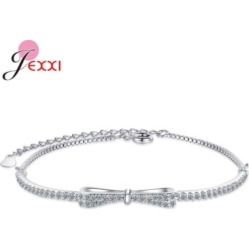 925 Sterling Silver Infinity Bracelets & Bangles for Women Bow Knot Shape Bracelet Chain Fashion Party Trendy Jewelry