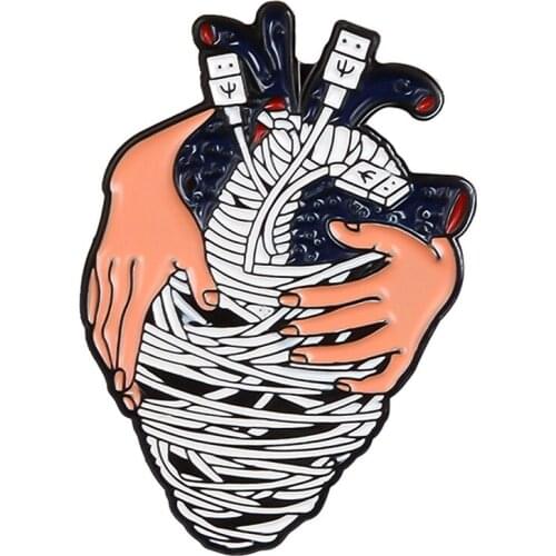 1pcs Art Organ Heart Enamel Pin Human Heart Brooches Bag Clothes Accessories Doctor Jewelry Gift Shirts Denim Badge
