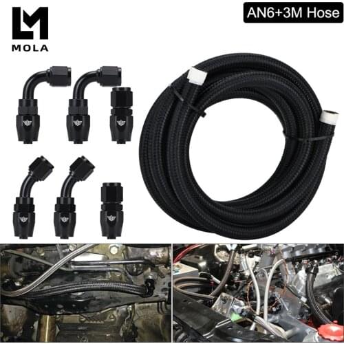 0/45/90Degree Hose Adaptors Aluminum Hose Ends Fitting -6AN Stainless Steel Oil Fuel Hose Line 3Meter Oil Cooler Kit AN6