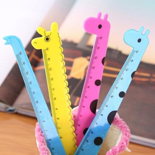 1 PC Student Ruler School Supplies Children Cute Animal Cartoon Giraffe Plastic Straight Ruler
