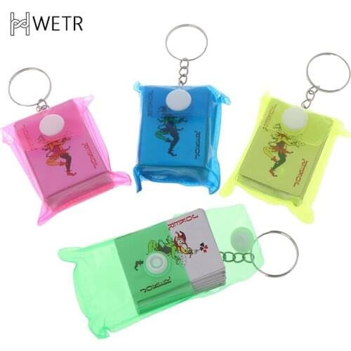 1Pc Portable Mini Playing Cards Keychain Small Board Game Key Chain 4*3cm